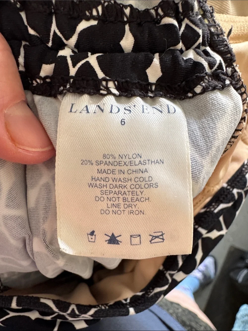 Lands' End Black & White Strapless Tankini Top size 6
